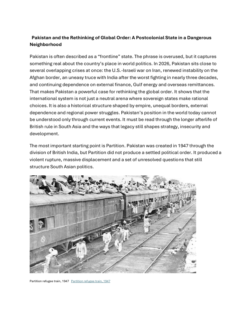 Pakistan and the Rethinking of Global Order working paper cover